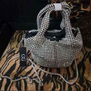 C.C Silver Rhinestone Mini Bag Purse Elegant W Rhinestone New W Tag